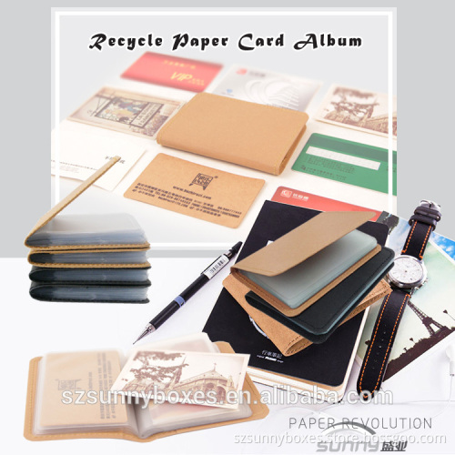 Whole sale PVC Pocket Recycle Kraft Paper Organizer Bag For 20 Cards